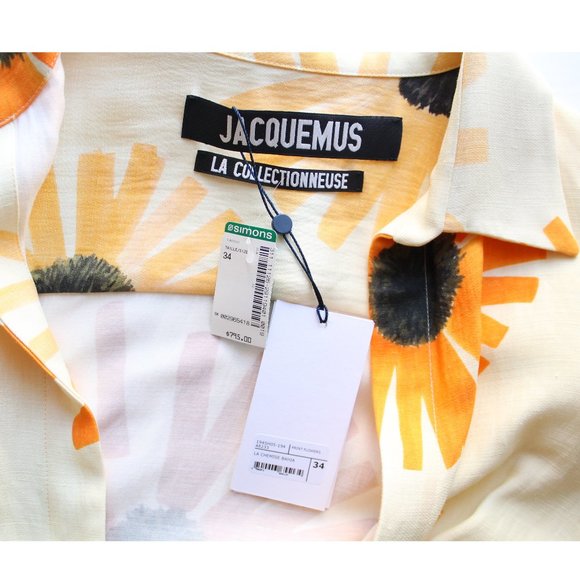 JACQUEMUS La Chemise Bahia / Size 34 / US 2 / Print Flowers Knotted Draped Shirt - Picture 7 of 8